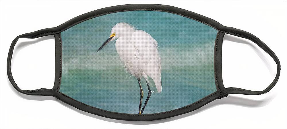 Egret Face Mask featuring the photograph One with Nature - Snowy Egret by Kim Hojnacki