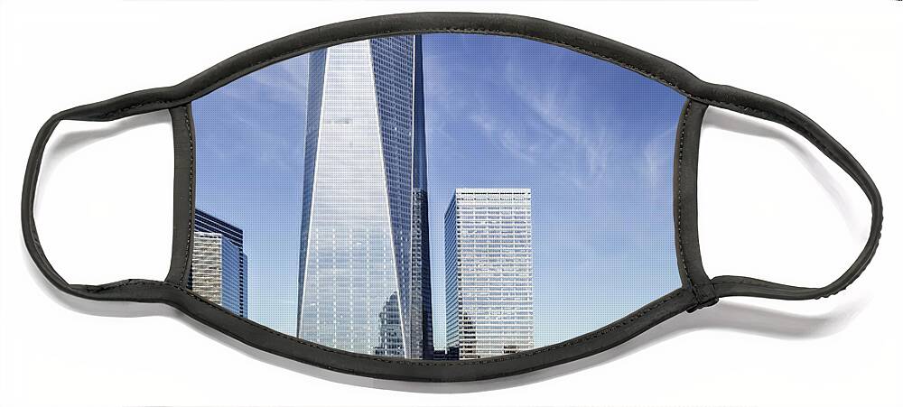 World Trade Center Face Mask featuring the photograph One World Trade Center Reflecting Pools by Susan Candelario