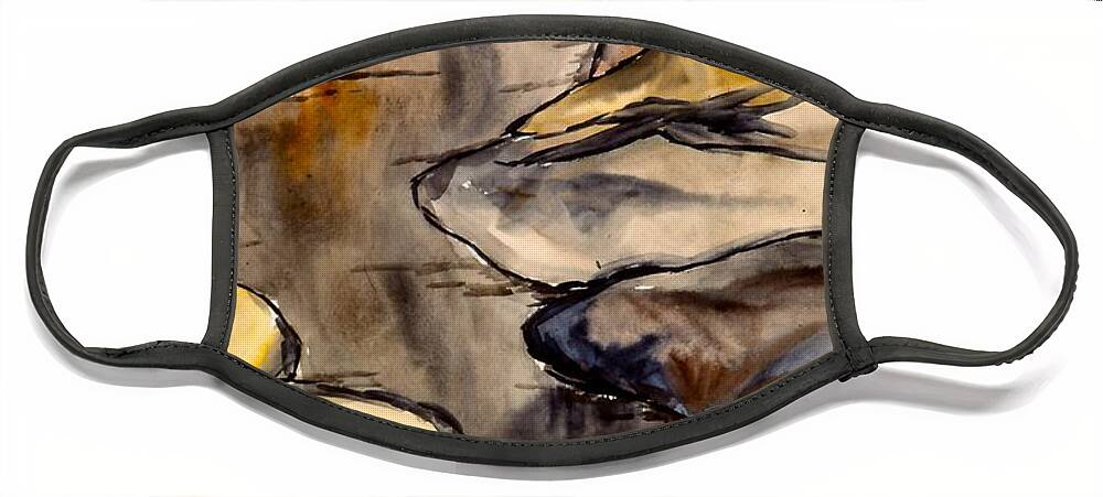 Rocks Face Mask featuring the painting Only Rocks by Kendall Kessler