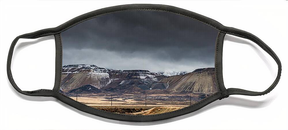 Oquirrh Mountains Face Mask featuring the photograph Oquirrh Mountains Winter Storm Panorama 2 - Utah by Gary Whitton