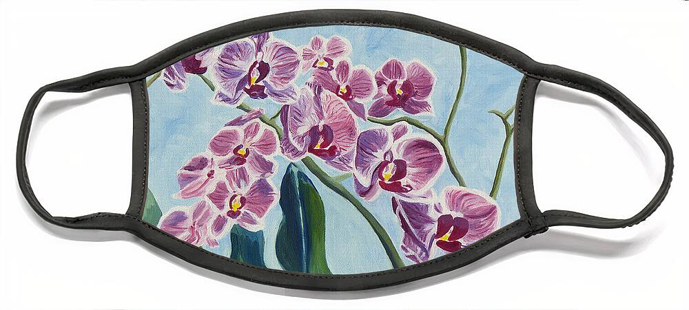 Orchids Face Mask featuring the painting Orchids by Annette M Stevenson