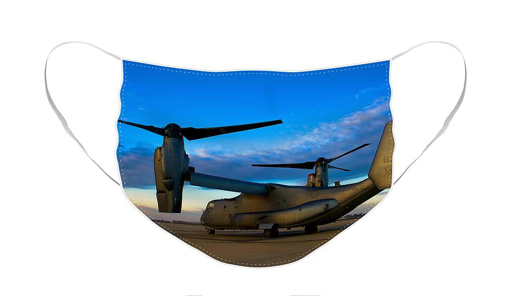 V22 Face Mask featuring the photograph Osprey Sunrise Series 1 of 4 by Ricky Barnard