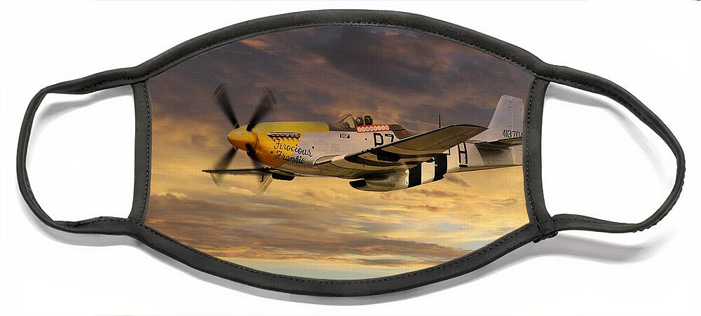 P51 Mustang Face Mask featuring the digital art P-51 Ferocious Frankie by Airpower Art
