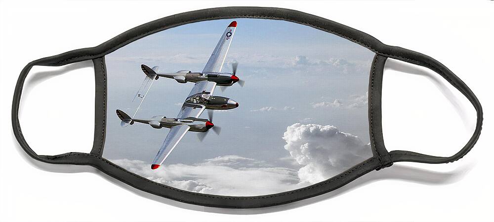 Lockheed P38 Lightning Face Mask featuring the digital art P38 Patrol by Airpower Art