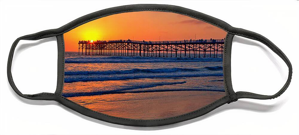 Architecture Face Mask featuring the photograph Pacific Beach Pier - EX Lrg - Widescreen by Peter Tellone
