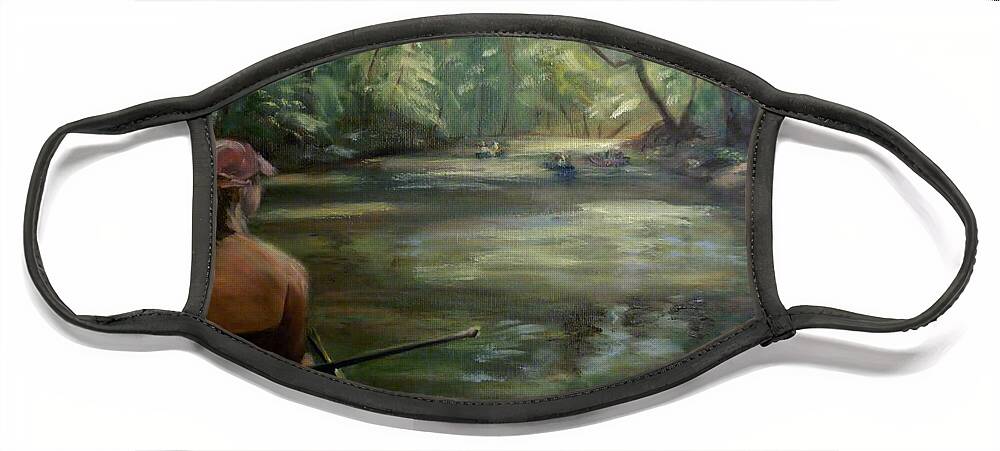 Canoe Face Mask featuring the painting Paddle Break by Donna Tuten