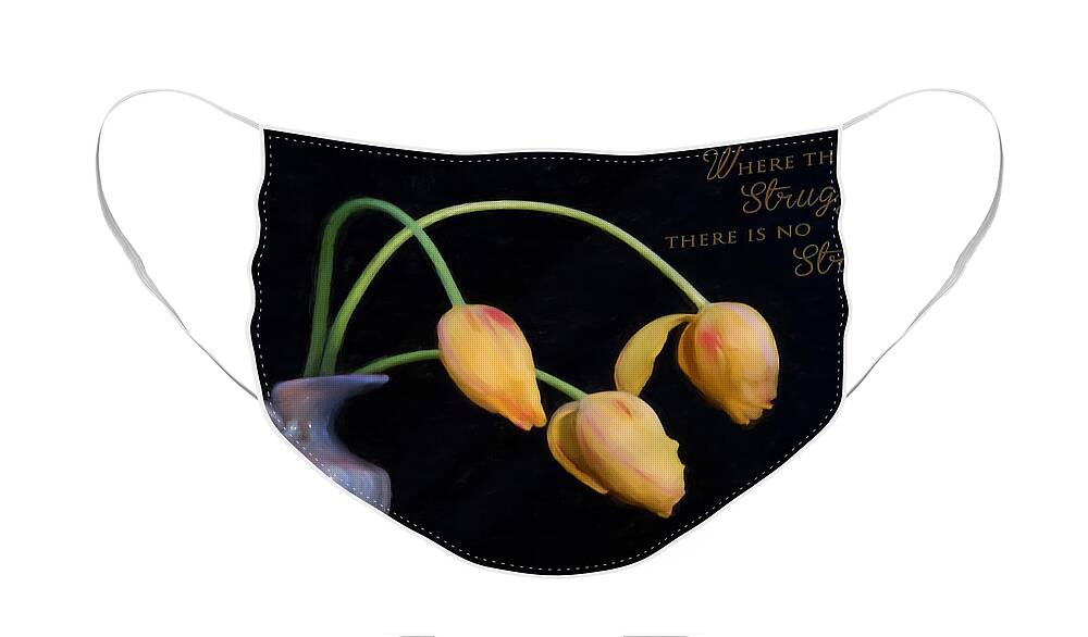 Flower Artwork Face Mask featuring the photograph Painted Tulips with Message by Mary Buck