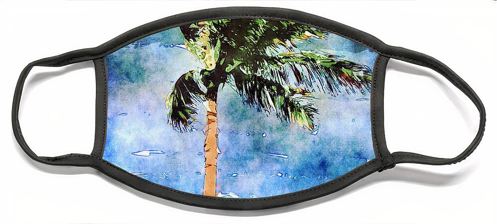 Palm Tree Face Mask featuring the photograph Palm Tree In A Tropical Storm by Phil Perkins