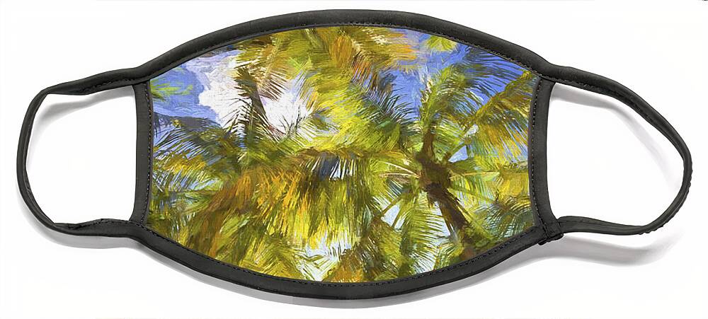 Abstract Face Mask featuring the painting Palm Trees of Aruba by David Letts