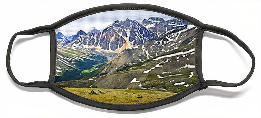 Mountains Face Mask featuring the photograph Panorama of Rocky Mountains in Jasper National Park by Elena Elisseeva