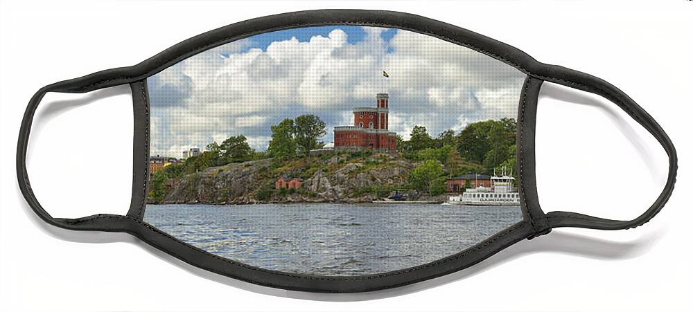 Stockholm Face Mask featuring the photograph Panoramic seascape with castle Stockholm Sweden by Marianne Campolongo