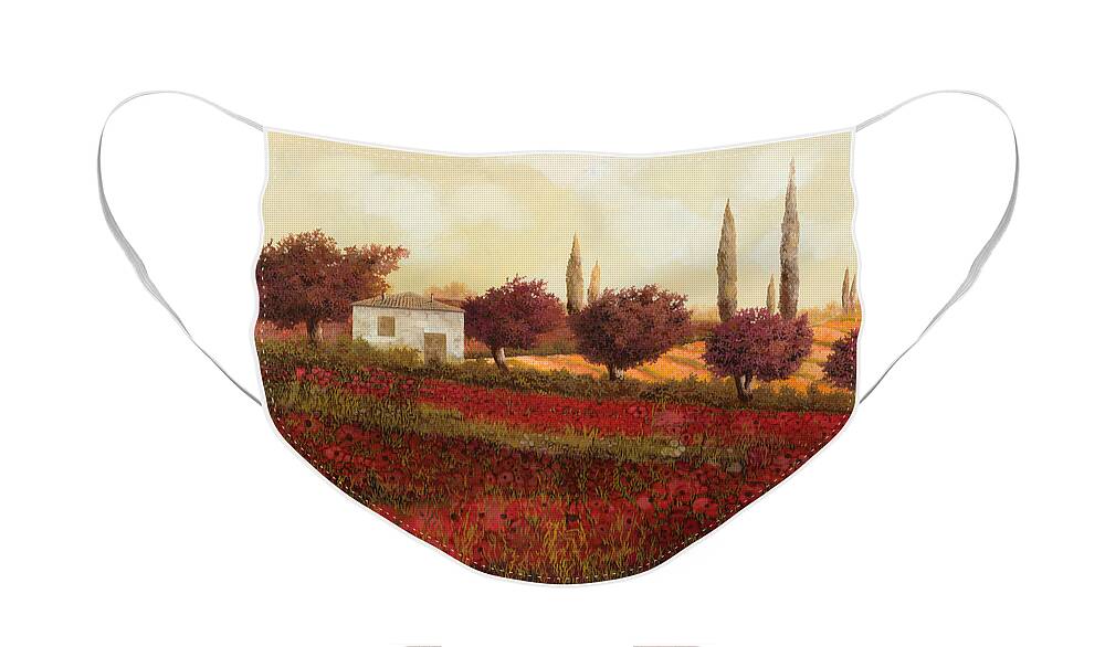 Tuscany Face Mask featuring the painting Papaveri In Toscana by Guido Borelli
