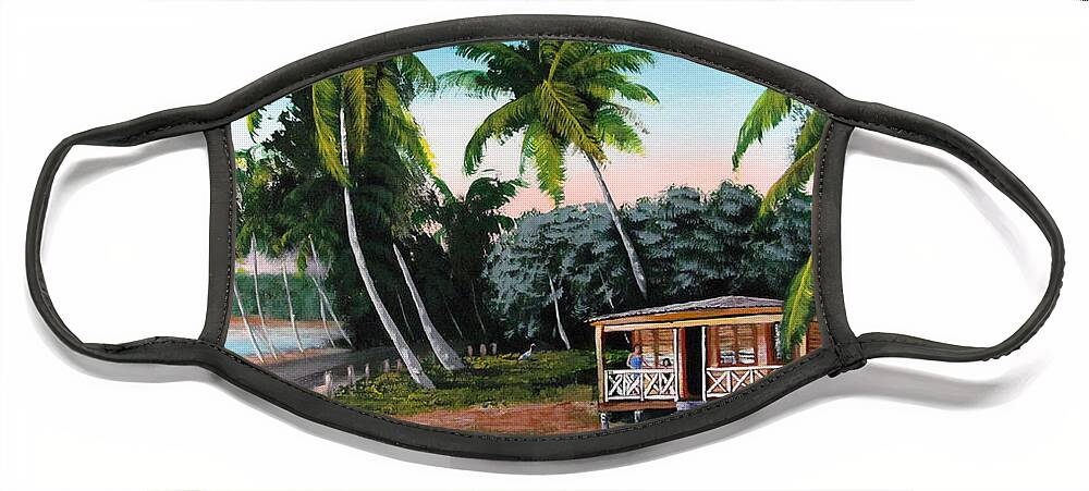 Tropical Island Painting Face Mask featuring the painting Paseo Por La Isla by Luis F Rodriguez