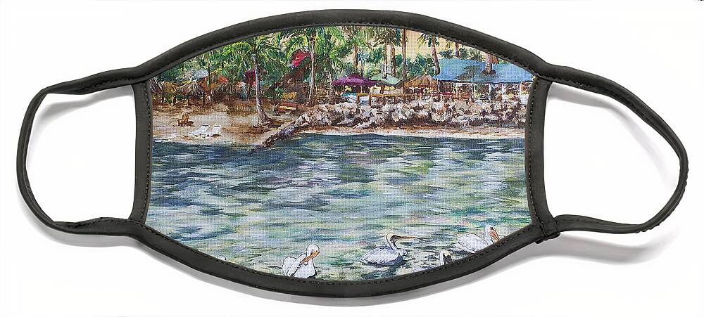 Pelican Face Mask featuring the painting Pelican Medley by Janis Lee Colon