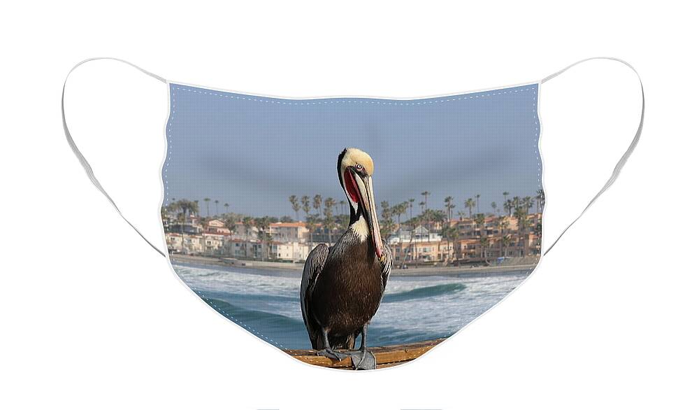 Wild Face Mask featuring the photograph Perched on the Pier by Christy Pooschke