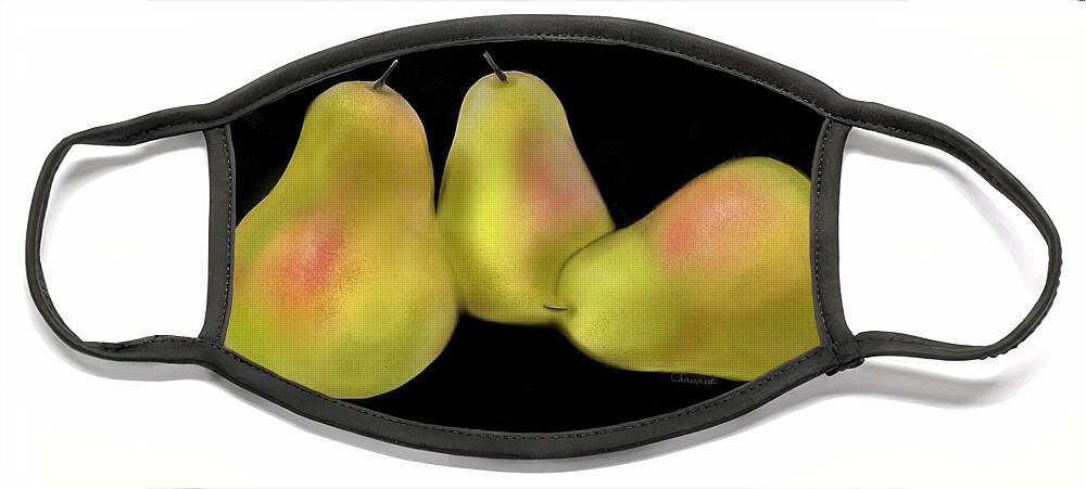 Still Life Face Mask featuring the digital art Perfect Pears by Christine Fournier