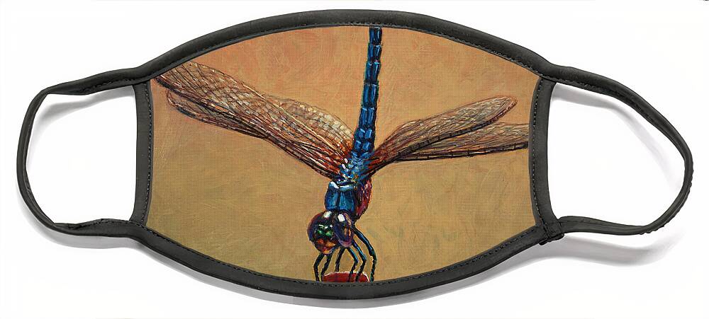 Dragonfly Face Mask featuring the painting Pet Dragonfly by James W Johnson