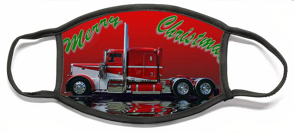 Big Rigs Face Mask featuring the photograph Peterbilt Xmas Card by Randy Harris
