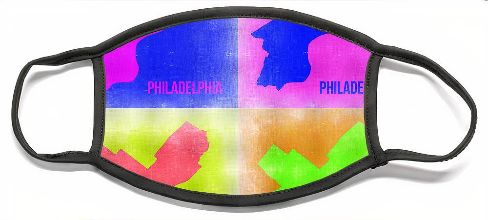 Philadelphia Map Face Mask featuring the painting Philadelphia Pop Art Map 2 by Naxart Studio