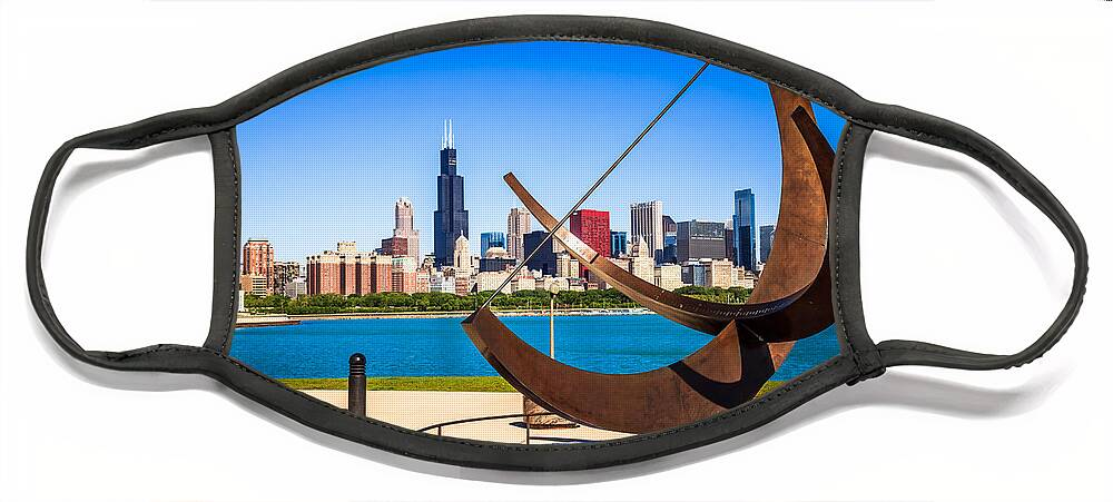 Adler Face Mask featuring the photograph Picture of Chicago Adler Planetarium Sundial by Paul Velgos