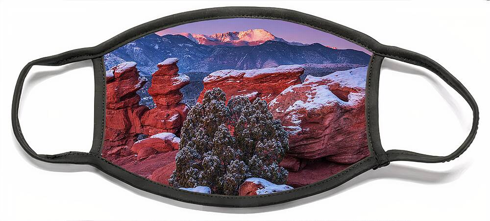 Mountain Face Mask featuring the photograph Pikes Peak Sunrise by Darren White