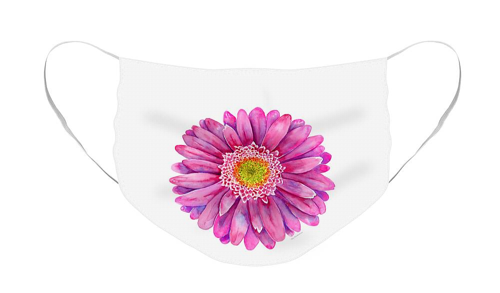 Gerbera Face Mask featuring the painting Pink Gerbera Daisy by Amy Kirkpatrick