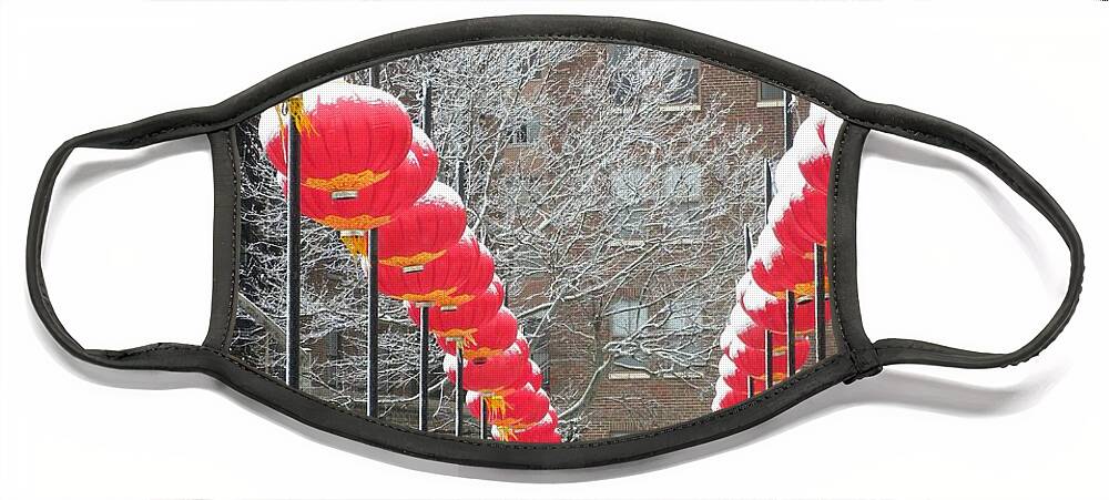 Chinese Lanterns Face Mask featuring the photograph Plaza Bridge by Glory Ann Penington