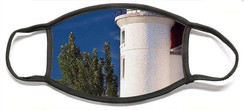 3scape Face Mask featuring the photograph Point Betsie Lighthouse Michigan by Adam Romanowicz
