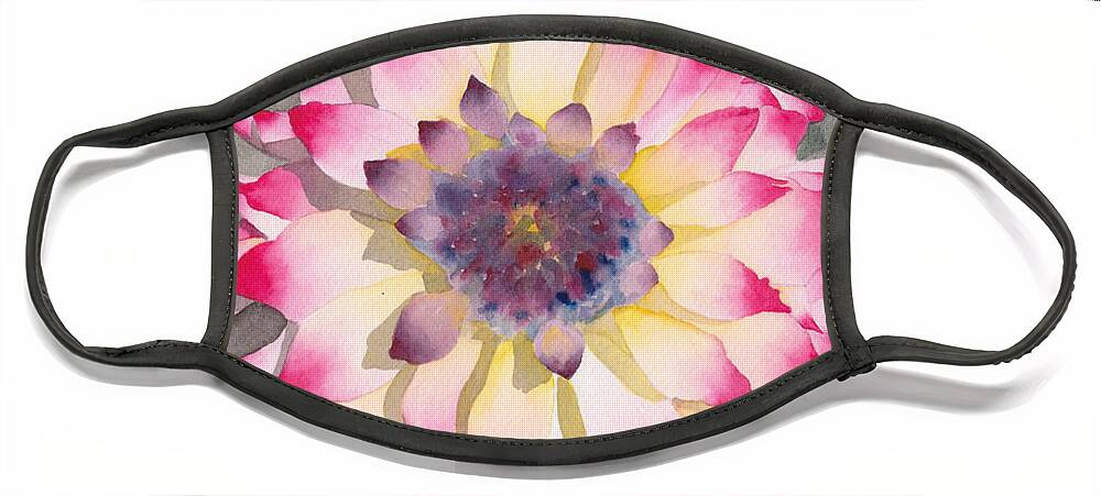 Watercolor Face Mask featuring the painting Point Defiance Dahlia Two by Ken Powers