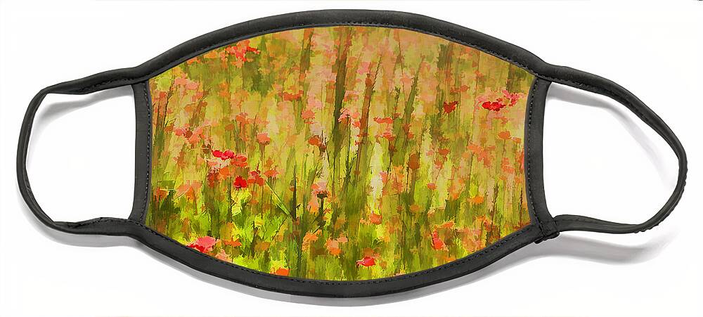 Flowers Meadow Face Mask featuring the painting Poppies of Tuscany II by David Letts