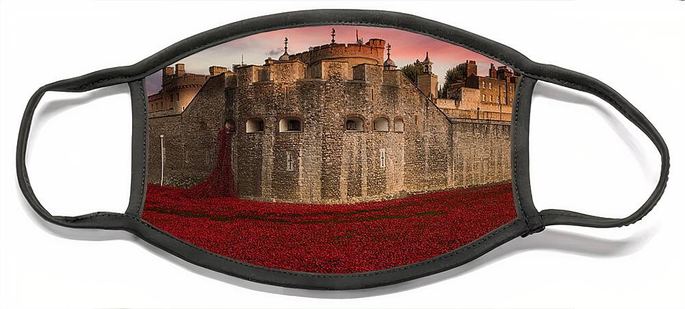 Poppies Face Mask featuring the digital art Poppy Sea by Airpower Art