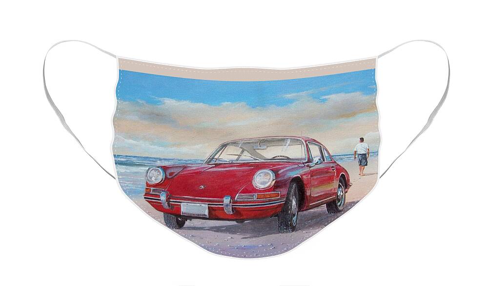 Classic Cars Paintings Face Mask featuring the painting 1967 Porsche 912 by Sinisa Saratlic