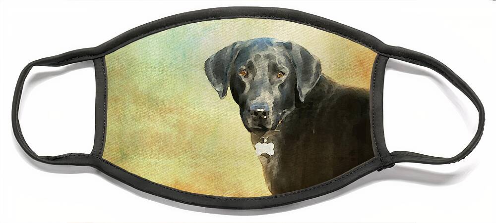 Dog Face Mask featuring the painting Portrait of a Black Labrador Retriever by Diane Chandler