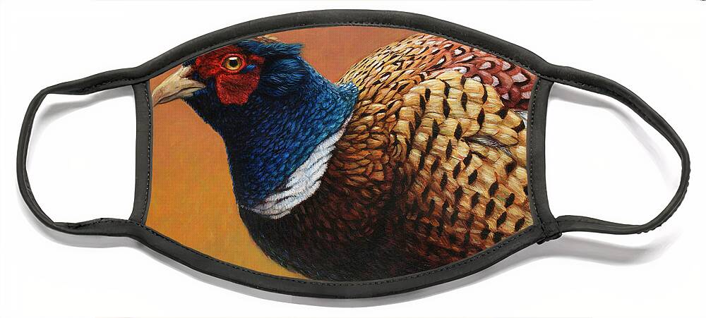 Pheasant Face Mask featuring the painting Portrait of a Pheasant by James W Johnson