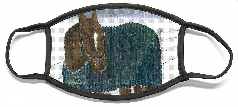 Horse Face Mask featuring the painting Prince Seasons Greetings by Laurel Best