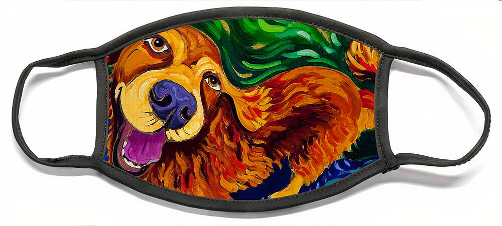 Golden Retriever Face Mask featuring the painting Puddle of Love by Cathy Carey