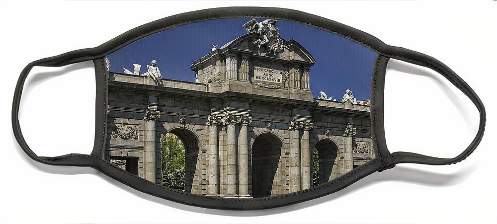 Alcala Face Mask featuring the photograph Puerta De Alcala Madrid Spain by Susan Candelario