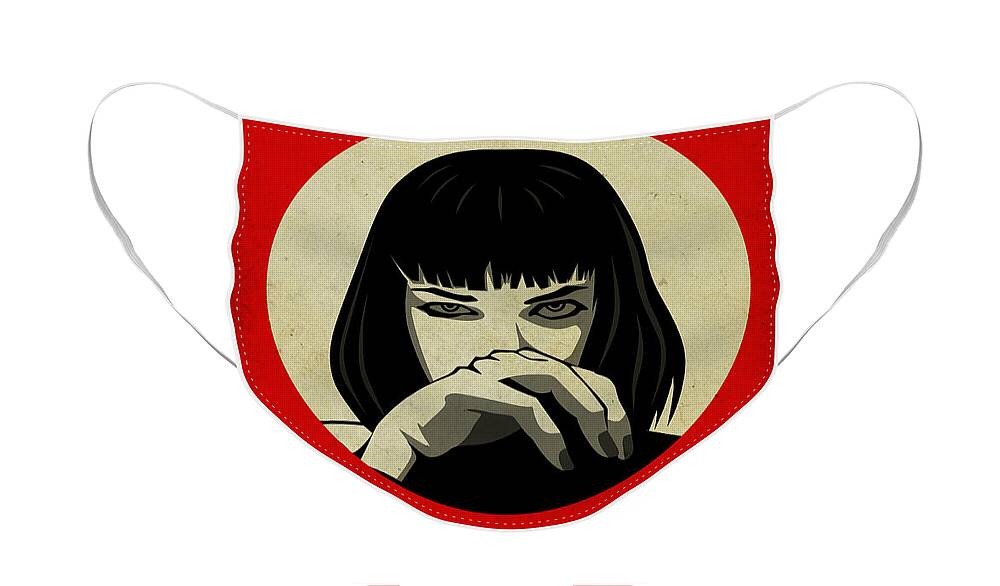 Pulp Fiction Face Mask featuring the painting Pulp Fiction Poster by Naxart Studio