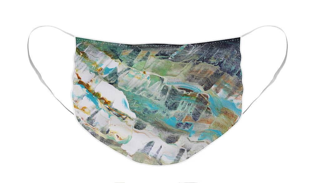 Aqua Face Mask featuring the painting Pulse 2 by Madeleine Arnett