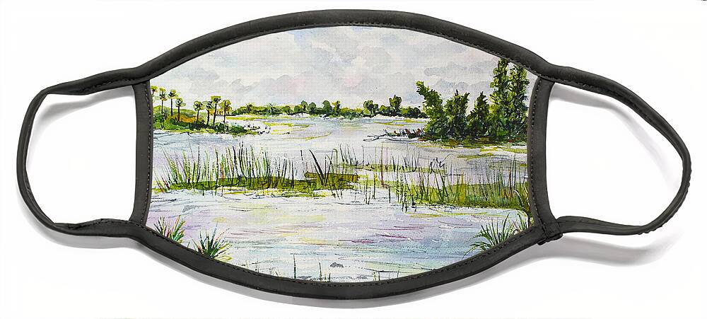 Florida Face Mask featuring the painting Quiet Waters Park Deerfield Beach FL by Janis Lee Colon