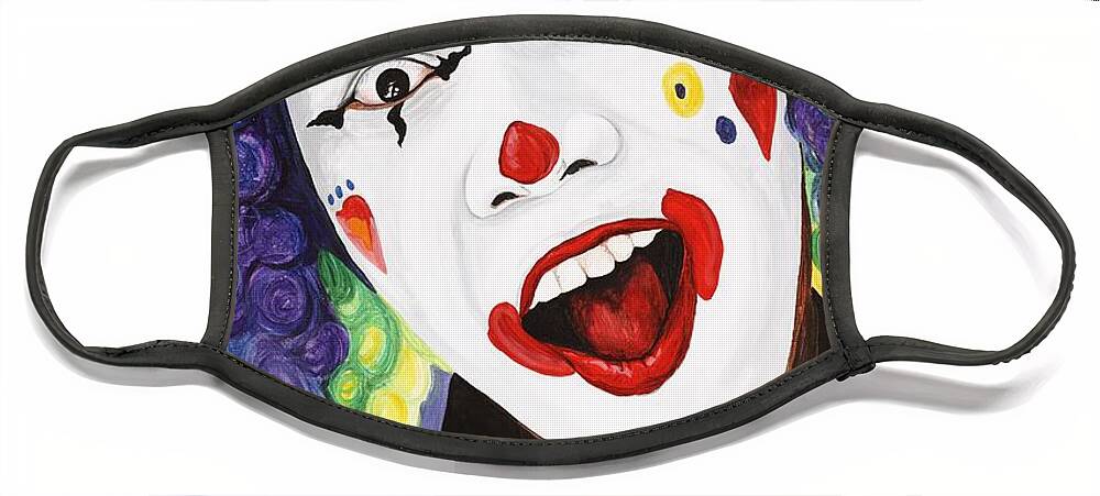 Clown Face Mask featuring the painting Rainbow Clown by Patty Vicknair