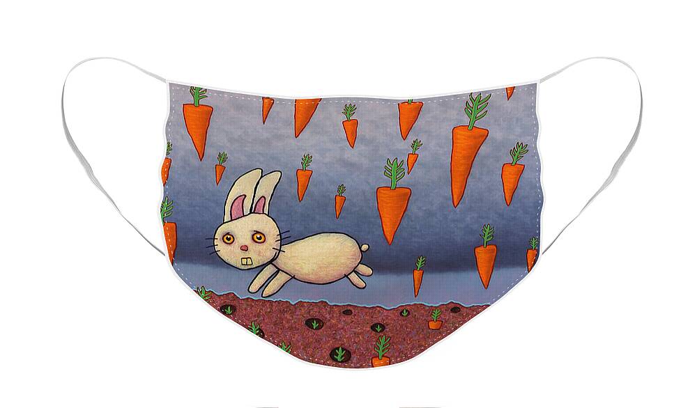 Bunny Face Mask featuring the painting Raining Carrots by James W Johnson
