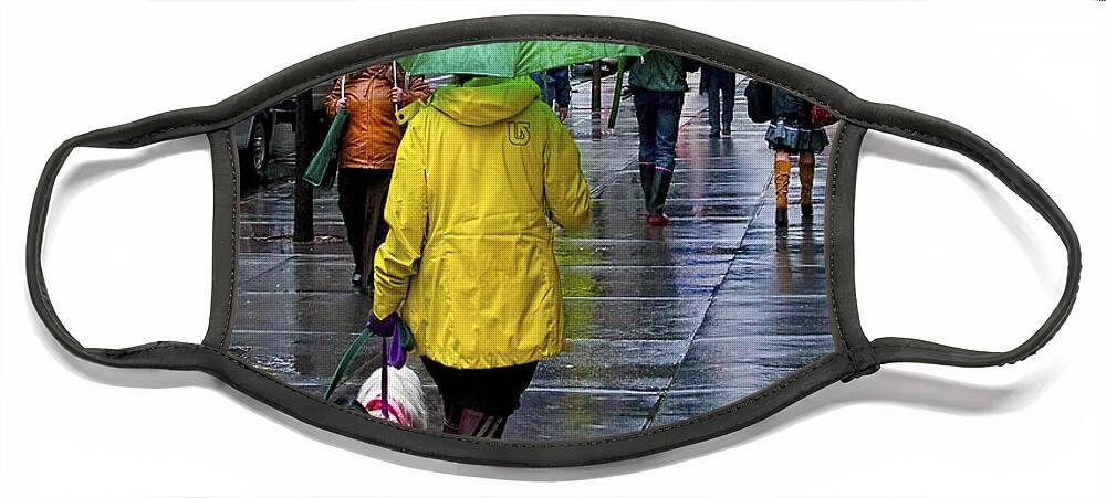 Umbrellas Face Mask featuring the photograph Rainy Day in Manhattan by Peggy Dietz