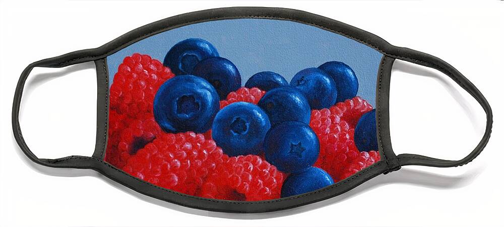 Raspberries Face Mask featuring the painting Raspberries and Blueberries by Emily Page