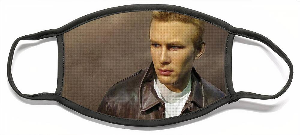 James Dean Face Mask featuring the photograph Rebel Without A Cause by David Dehner