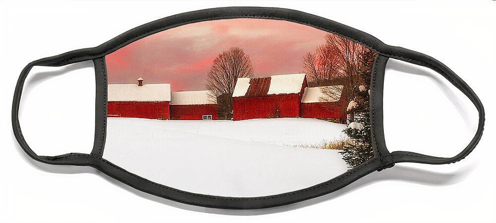 Red Barn Face Mask featuring the photograph Red Barn Sunset by John Vose