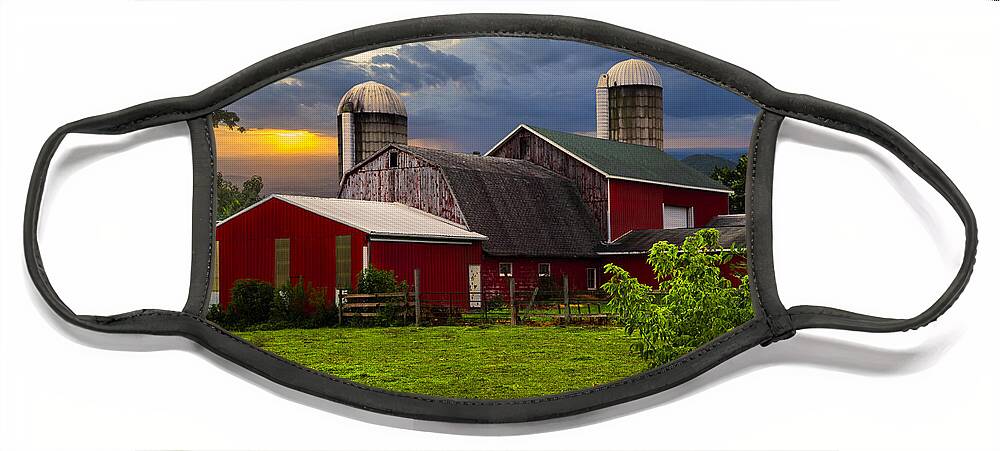 Appalachia Face Mask featuring the photograph Red Barns by Debra and Dave Vanderlaan