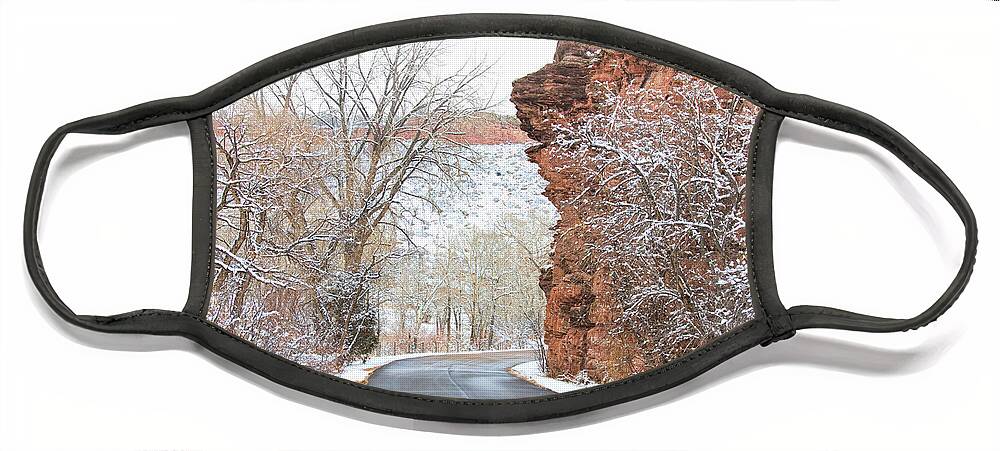 Red Rocks Face Mask featuring the photograph Red Rocks Winter Landscape Drive by James BO Insogna