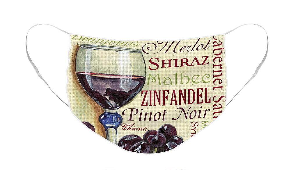 Wine Face Mask featuring the painting Red Wine Text by Debbie DeWitt