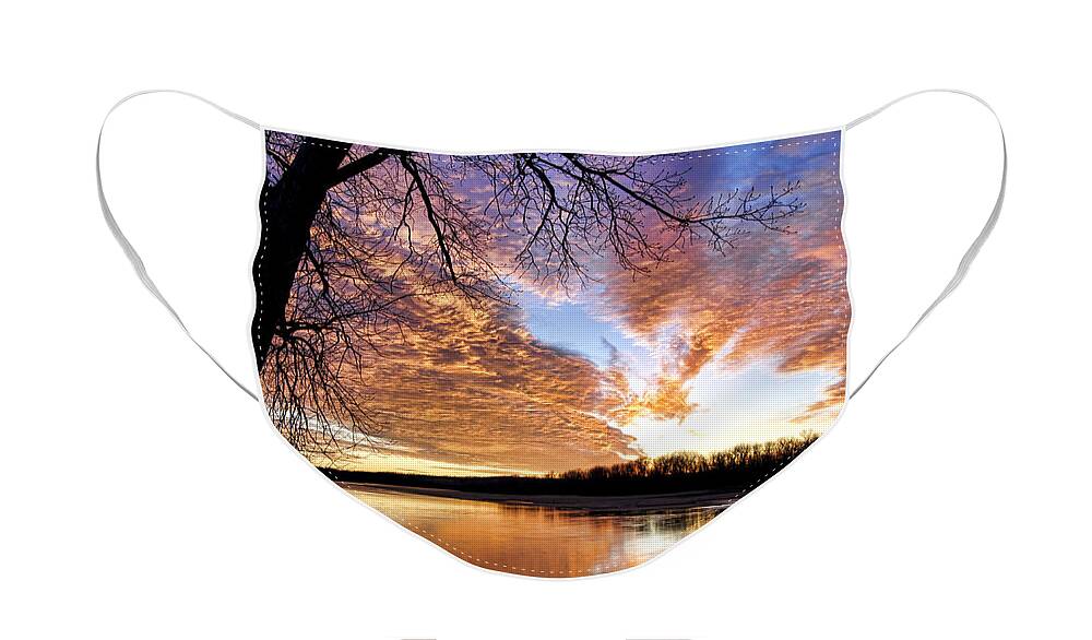 Sunset Face Mask featuring the photograph Reflected Glory by Cricket Hackmann